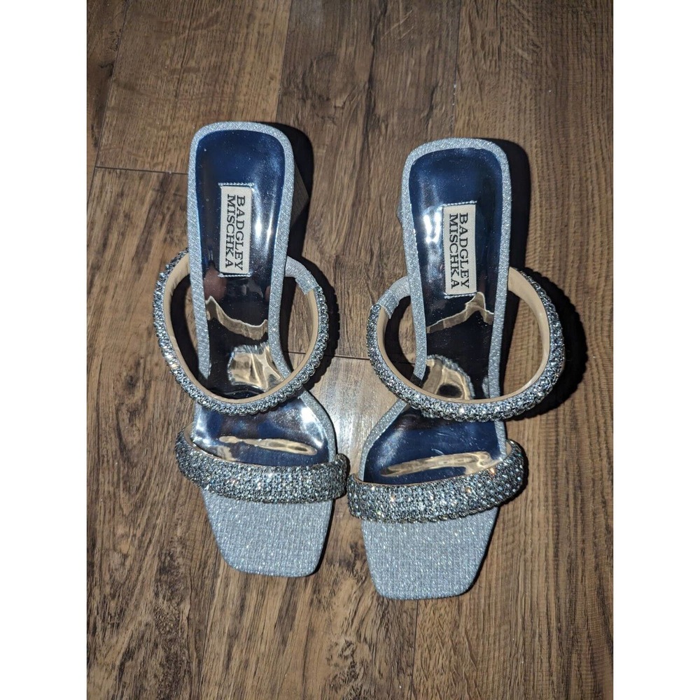 Badgley Mischka Women's Frankie Heeled Silver Sandal US Size 9.5